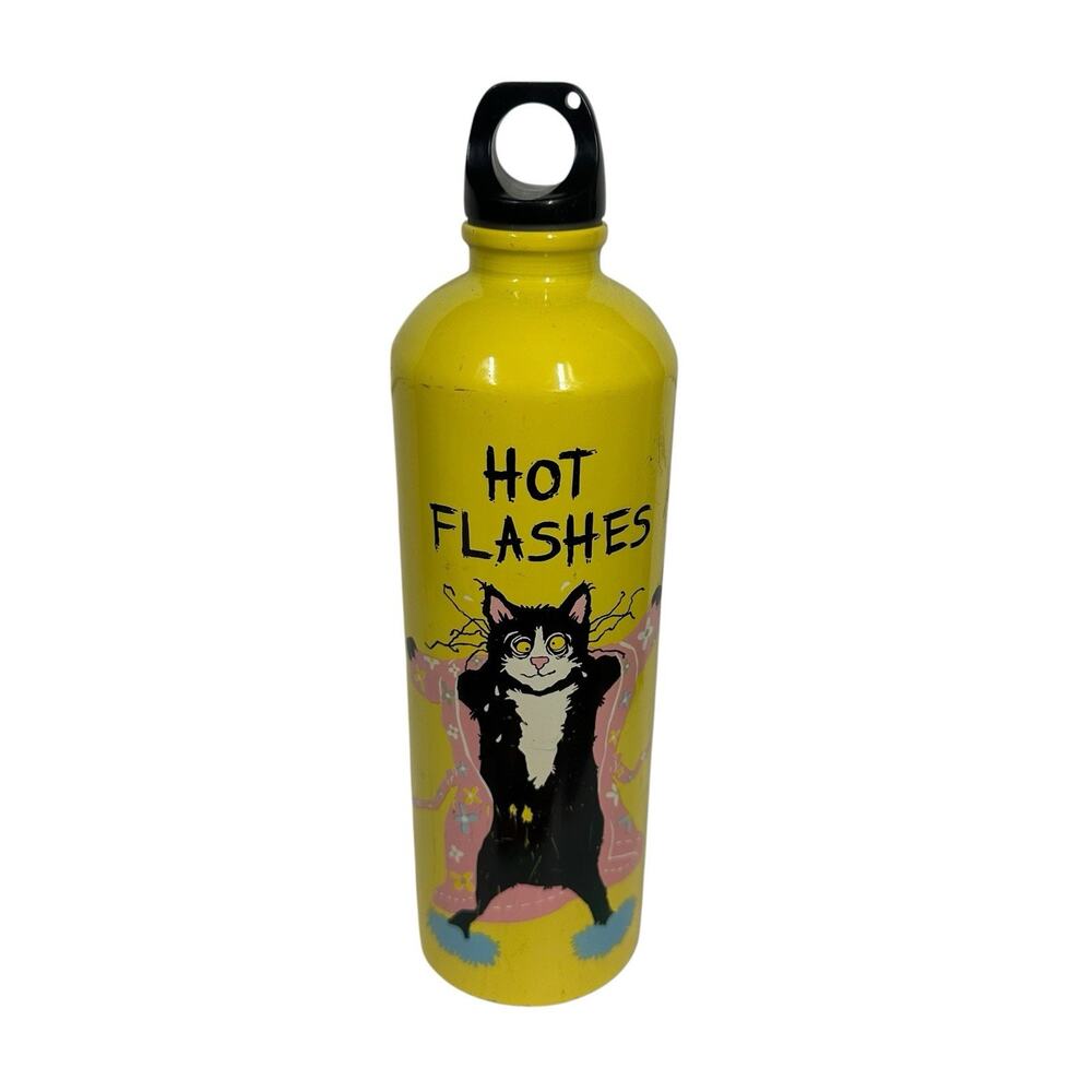 Hatley Stainless Steel Water Bottle HOT FLASHES Yellow Menopause Gag Gift 24 oz